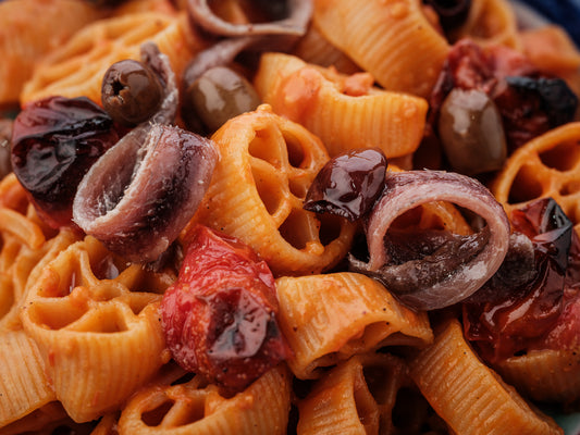 Ruote Pazze Roasted Tomato Sugo/Anchiovies/Taggiascha Olives