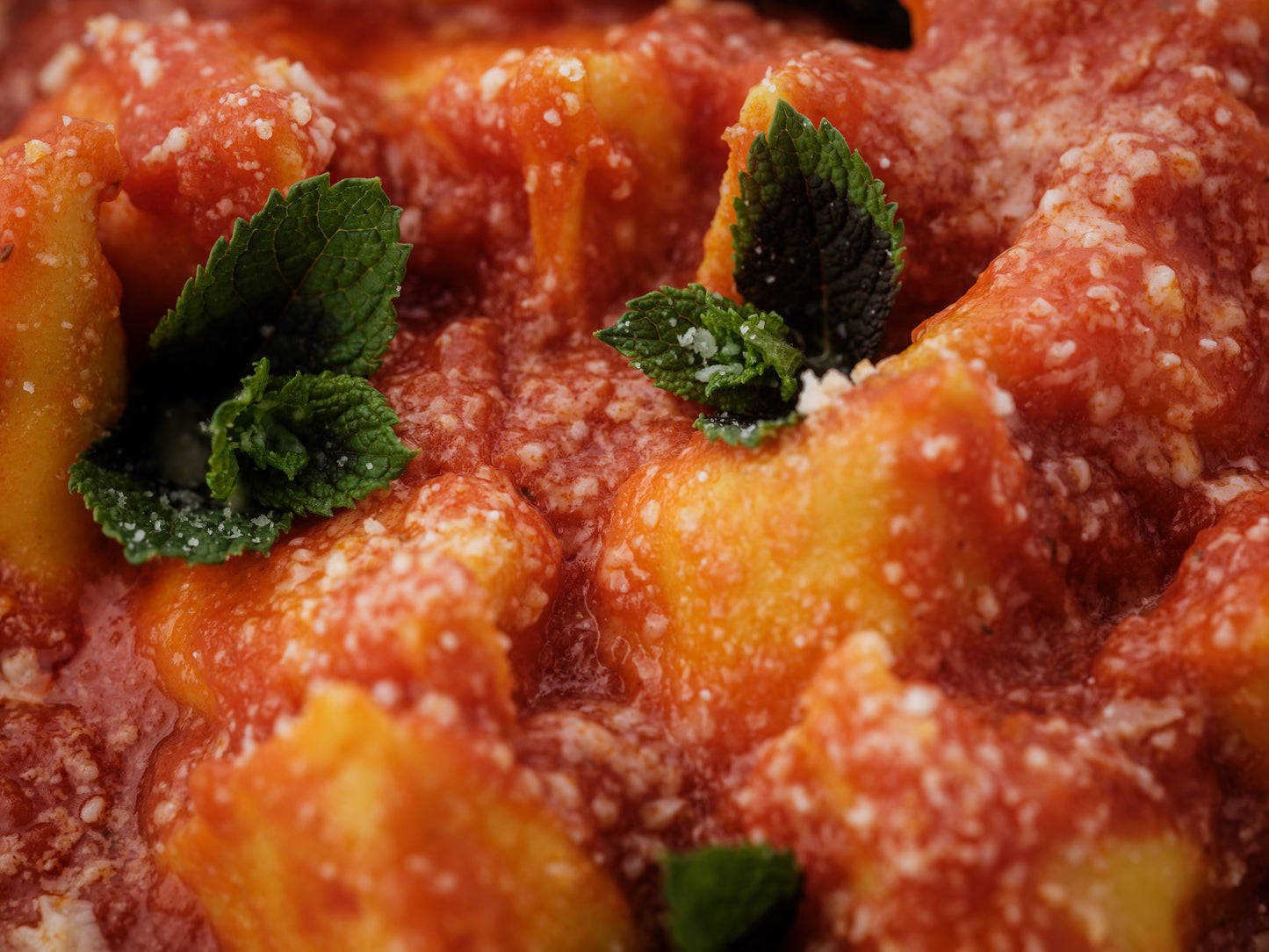 Pic aubergine/mint with tomato sugo