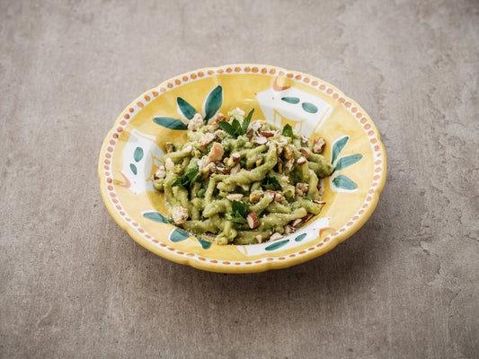 Trecce Peas sauce/Mint/Nuts crunch