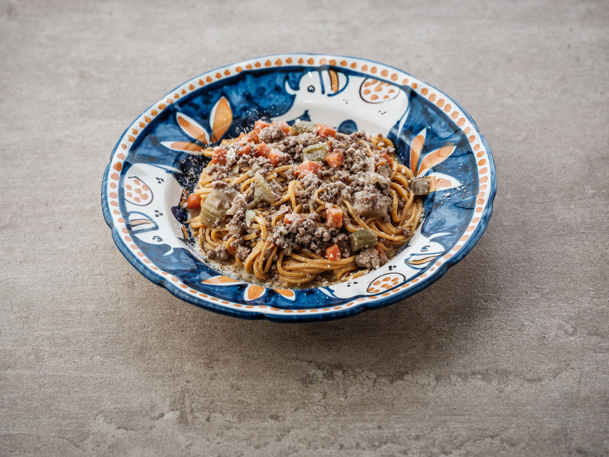 Tomato Tajarin Veal Ragù in bianco
