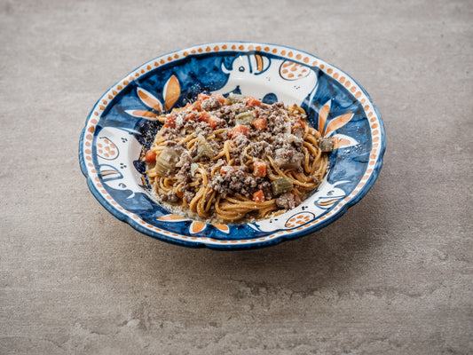 Tomato Tajarin Veal Ragù in bianco