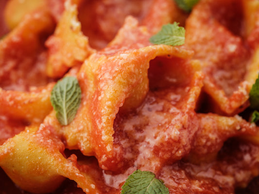 Agnolotti Lamb/Aubergine/Mint with pomodoro sauce