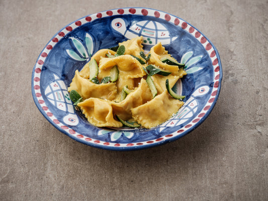 Agnolotti courgette/stracciatella/lemon sauce